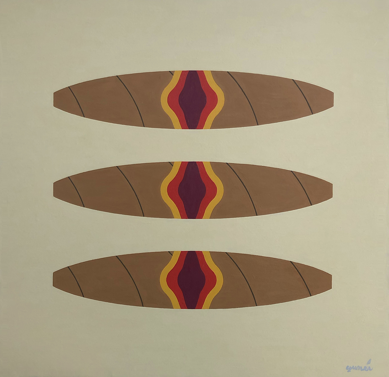 Painting of three cigars, pop art