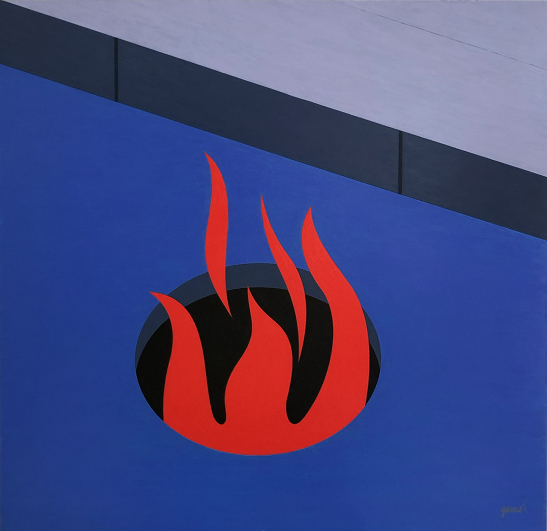 Painting of a red fire, pop art