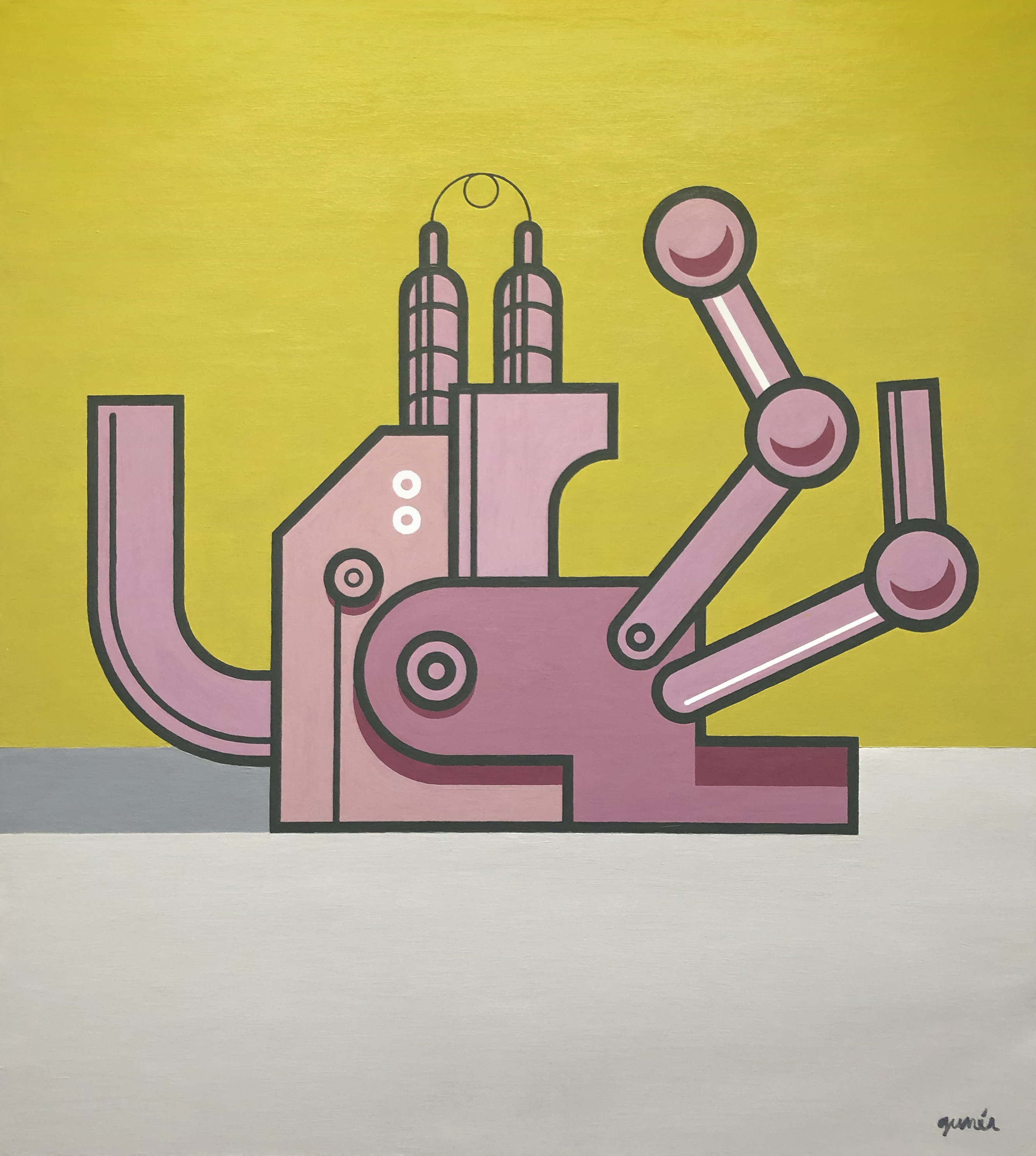 Painting of a machine, geometrical, pop art, concrete art